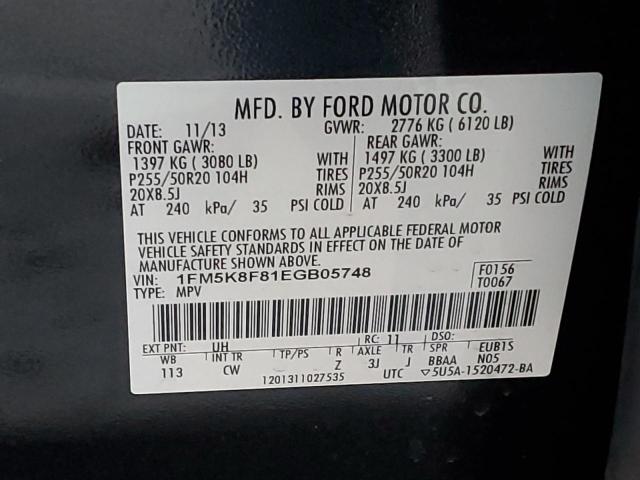 1FM5K8F81EGB05748 | 2014 Ford explorer limited