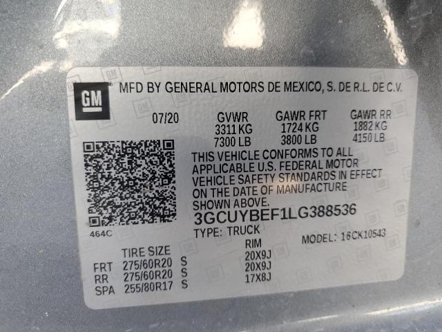 3GCUYBEF1LG388536 | 2020 CHEVROLET SILVERADO