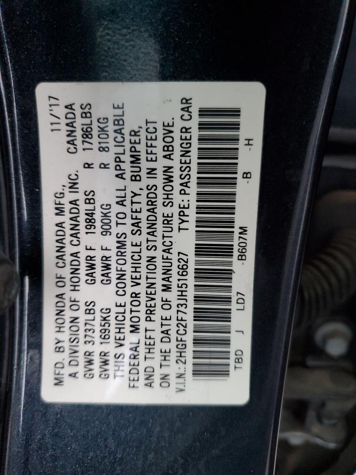 2HGFC2F73JH516627 2018 Honda Civic Ex