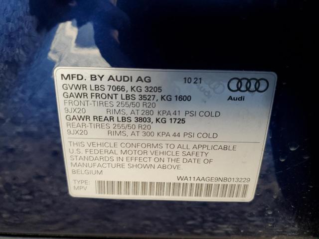 WA11AAGE9NB013229 | 2022 Audi e-tron sportback premium