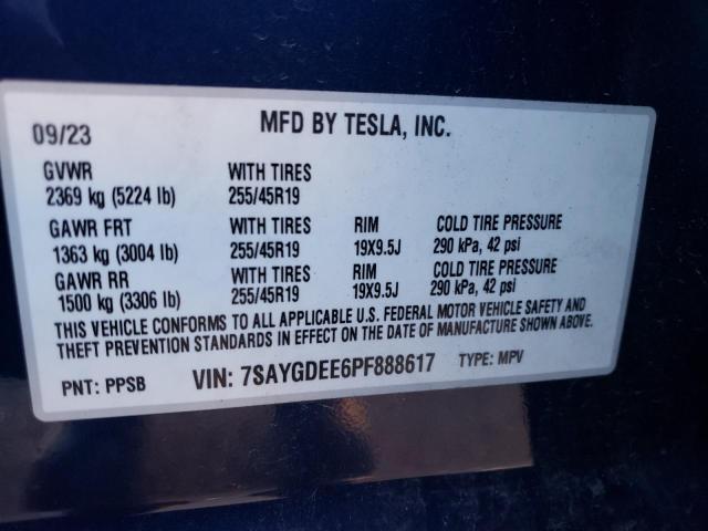 7SAYGDEE6PF888617 | 2023 TESLA MODEL Y