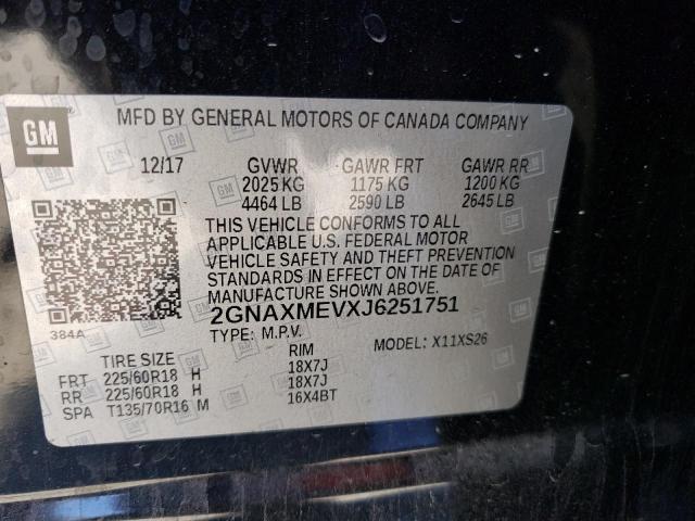 2GNAXMEVXJ6251751 | 2018 CHEVROLET EQUINOX PR