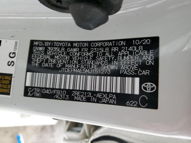 JTDEPMAE5MJ151273 | 2021 TOYOTA COROLLA LE