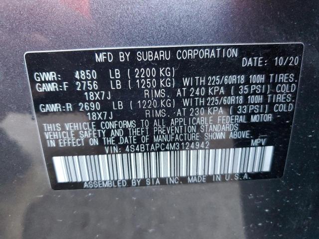 4S4BTAPC4M3124942 | 2021 Subaru outback touring