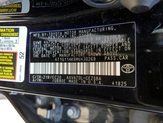 VIN 4T1G11AK6MU430269 2021 Toyota Camry, SE no.12