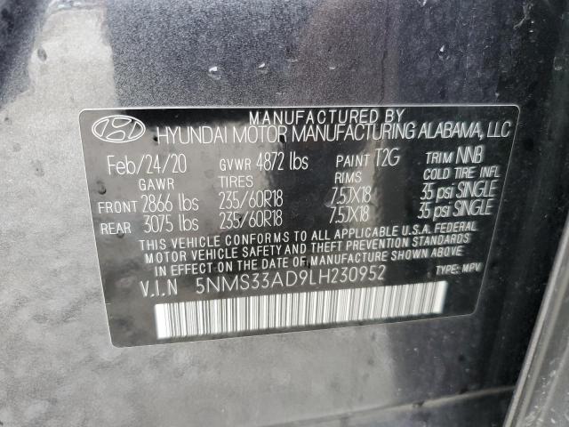 5NMS33AD9LH230952 | 2020 HYUNDAI SANTA FE S