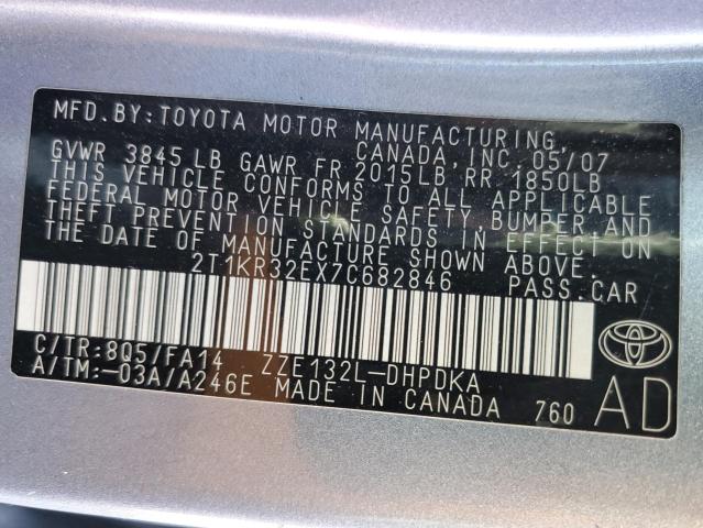 Image 13 of 2007 Toyota Corolla salvage vehicle - Lot #80724223 at Copart