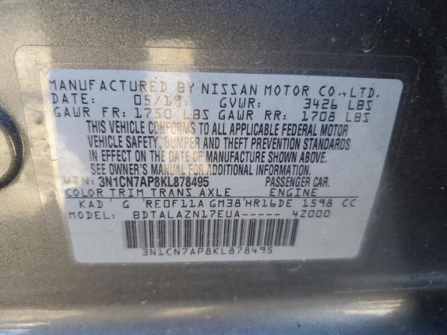 3N1CN7AP8KL878495 | 2019 NISSAN VERSA S