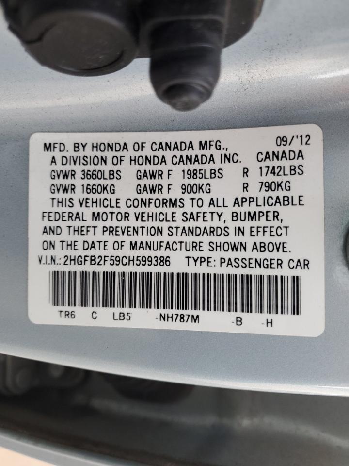 2HGFB2F59CH599386 2012 Honda Civic Lx