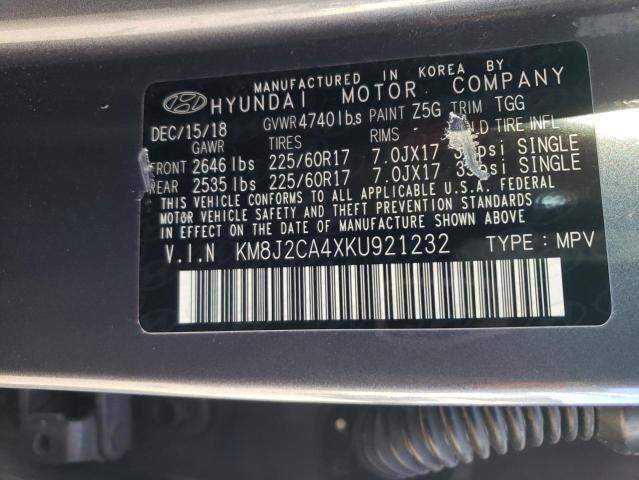 KM8J2CA4XKU921232 | 2019 Hyundai tucson se