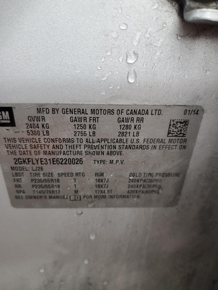 2GKFLYE31E6220026 2014 GMC Terrain Slt