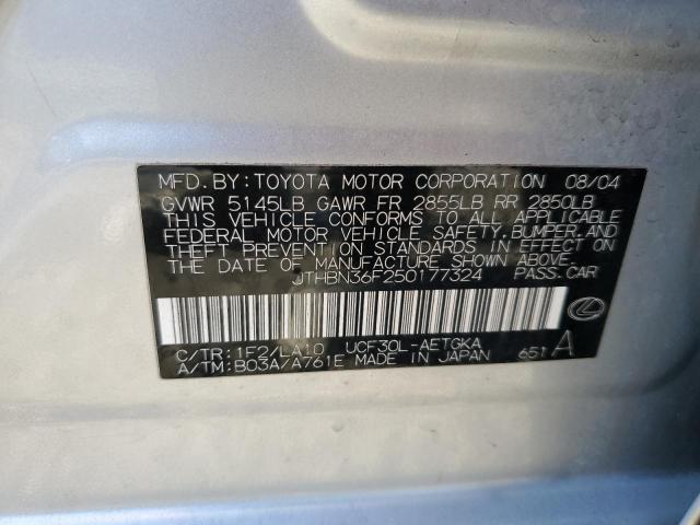 2005 Lexus Ls 430 VIN: JTHBN36F250177324 Lot: 80593003