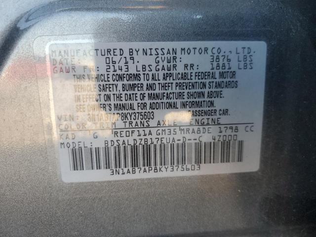 3N1AB7AP8KY375603 | 2019 NISSAN SENTRA S