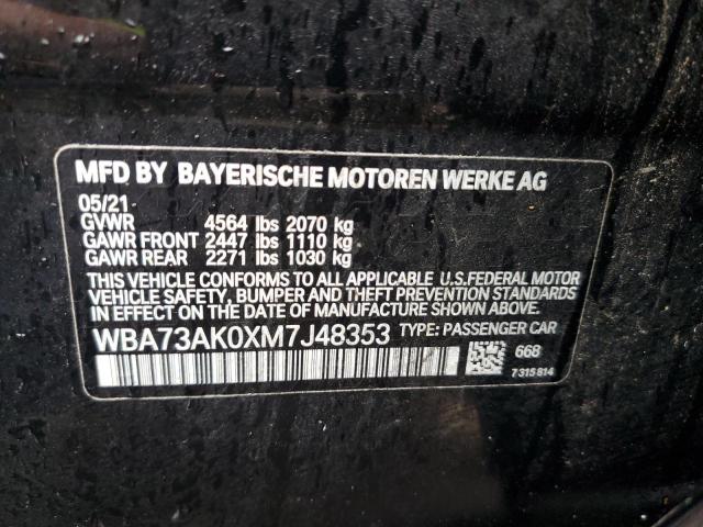 VIN WBA73AK0XM7J48353 2021 BMW 2 Series, 228XI no.12