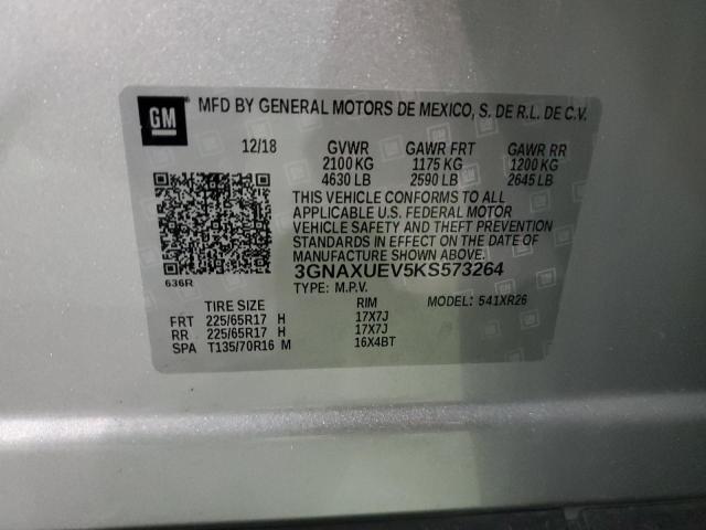 3GNAXUEV5KS573264 | 2019 CHEVROLET EQUINOX LT