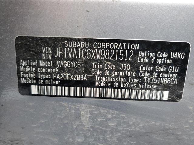 JF1VA1C6XM9821512 | 2021 SUBARU WRX PREMIU