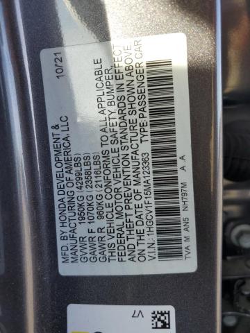 2021 Honda Accord Lx 1.5L(VIN: 1HGCV1F15MA123363