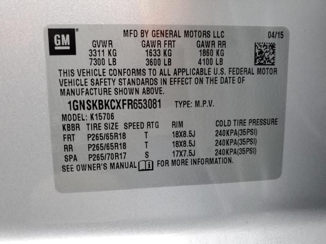 1GNSKBKCXFR653081 | 2015 CHEVROLET TAHOE K150