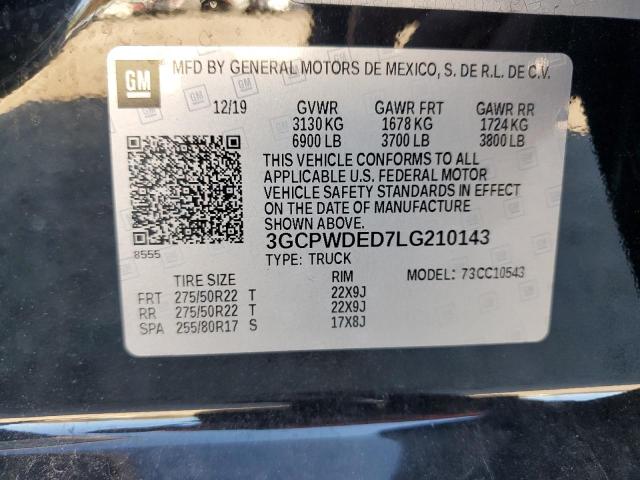 3GCPWDED7LG210143 | 2020 CHEVROLET SILVERADO