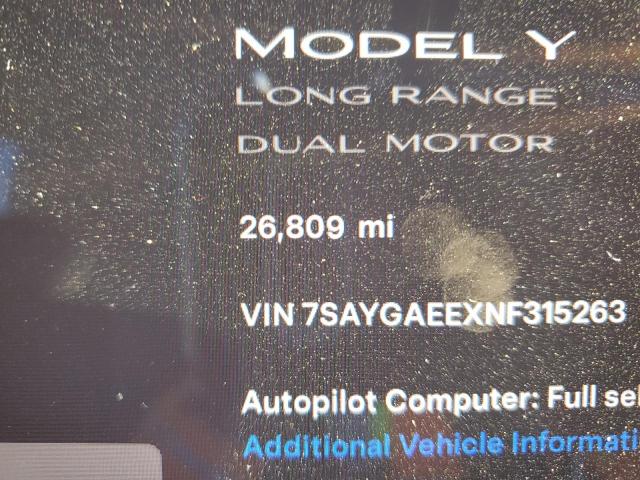 7SAYGAEEXNF315263 | 2022 Tesla model y