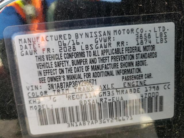 3N1AB7AP3GY296671 | 2016 NISSAN SENTRA S