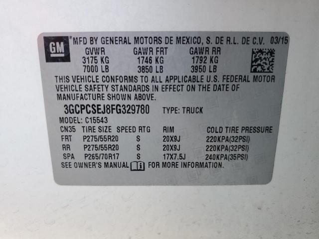 3GCPCSEJ8FG329780 | 2015 CHEVROLET SILVERADO