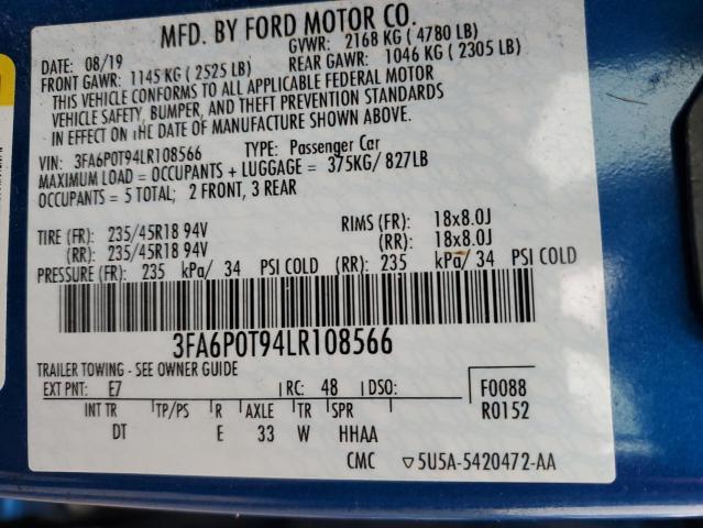 3FA6P0T94LR108566 | 2020 FORD FUSION SE