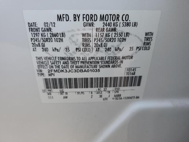 2FMDK3JC3DBA01035 | 2013 Ford edge sel