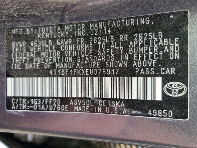 4T1BF1FKXEU376917 | 2014 TOYOTA CAMRY L