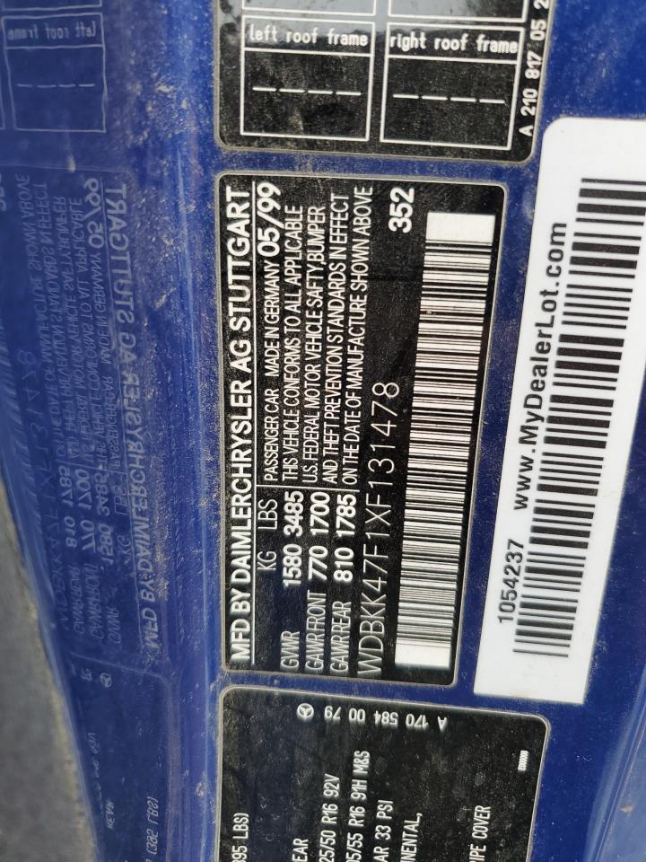 WDBKK47F1XF131478 1999 Mercedes-Benz Slk 230 Kompressor