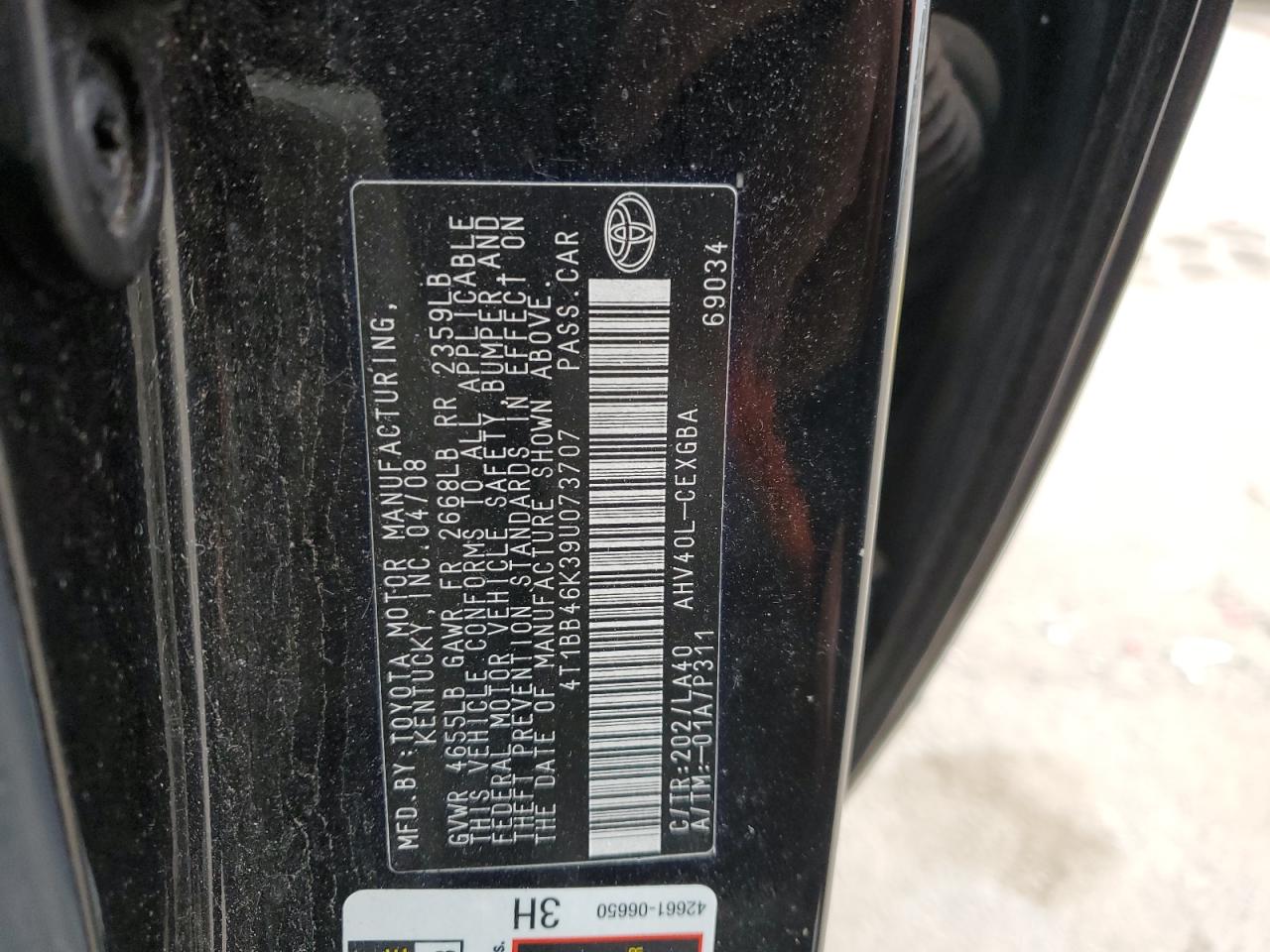 4T1BB46K39U073707 2009 Toyota Camry Hybrid