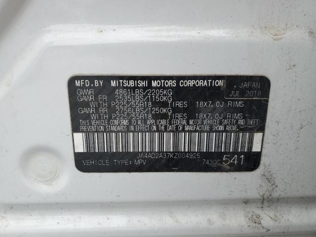 VIN JA4AD2A37KZ004925 2019 MITSUBISHI OUTLANDER no.13