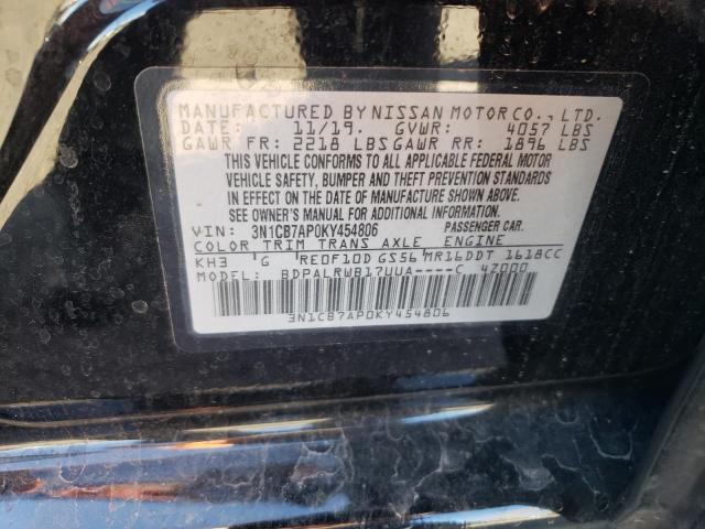 3N1CB7AP0KY454806 | 2019 NISSAN SENTRA SR