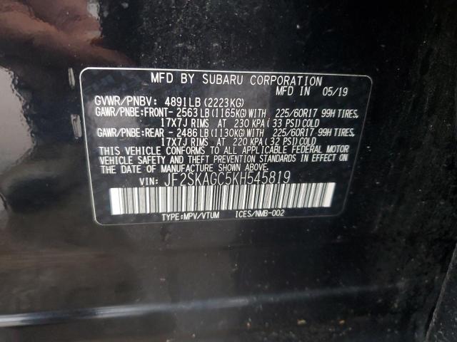 JF2SKAGC5KH545819 | 2019 SUBARU FORESTER P