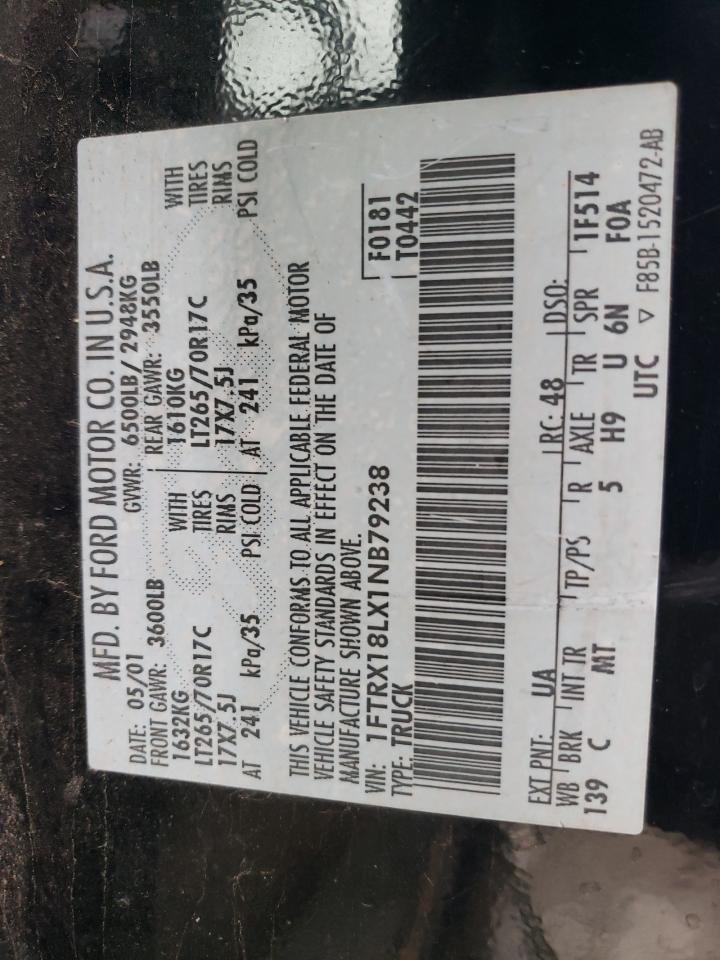 1FTRX18LX1NB79238 2001 Ford F150