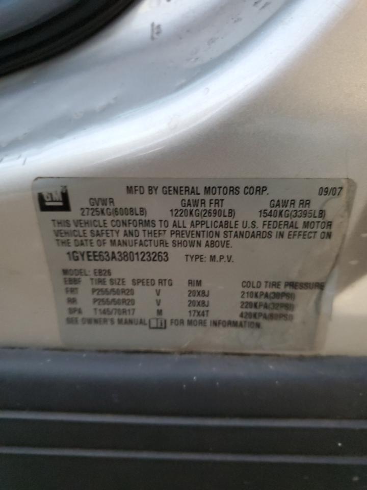 1gyee63a380123263 1GYEE63A380123263 2008 Cadillac Srx