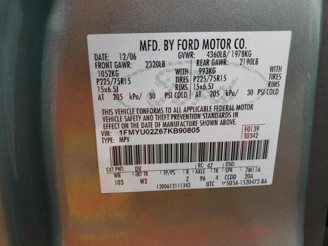 1FMYU02Z67KB90805 | 2007 Ford escape xls