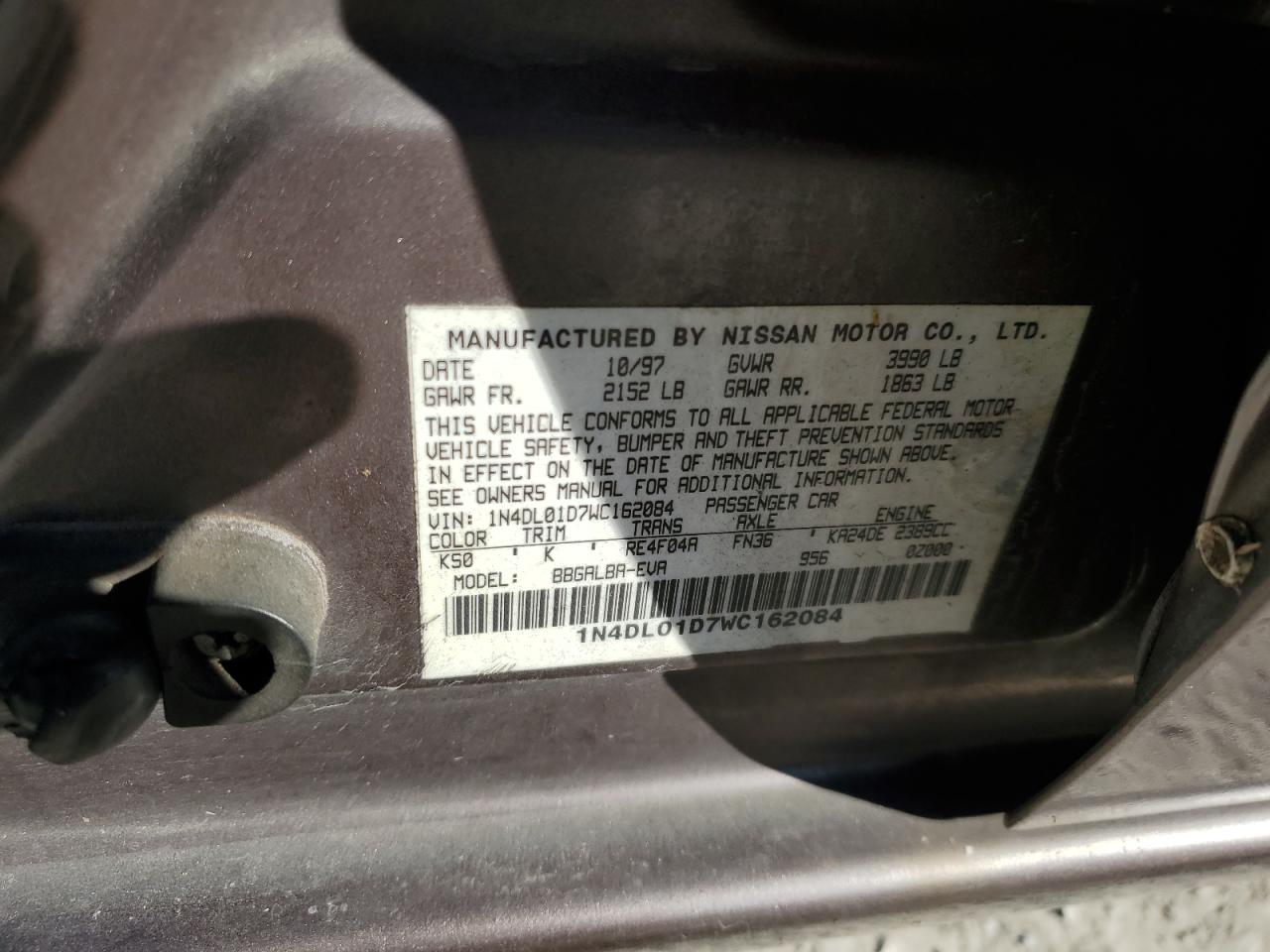 1N4DL01D7WC162084 1998 Nissan Altima Xe