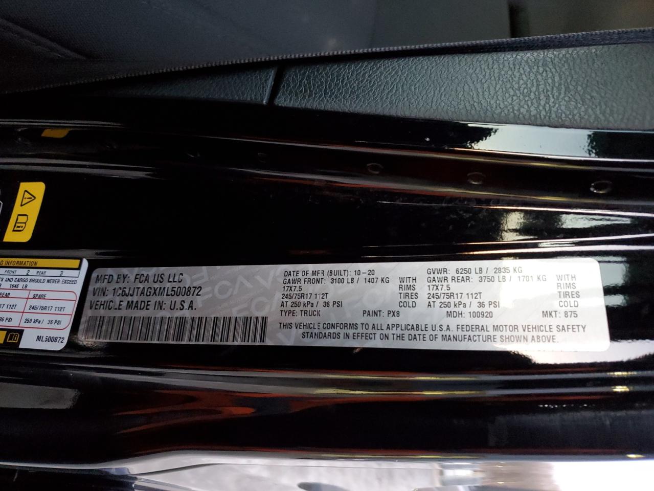 1c6jjtagxml500872 1C6JJTAGXML500872 2021 Jeep Gladiator Sport