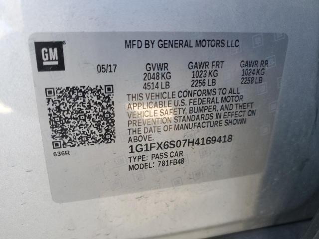 1G1FX6S07H4169418 | 2017 CHEVROLET BOLT EV PR