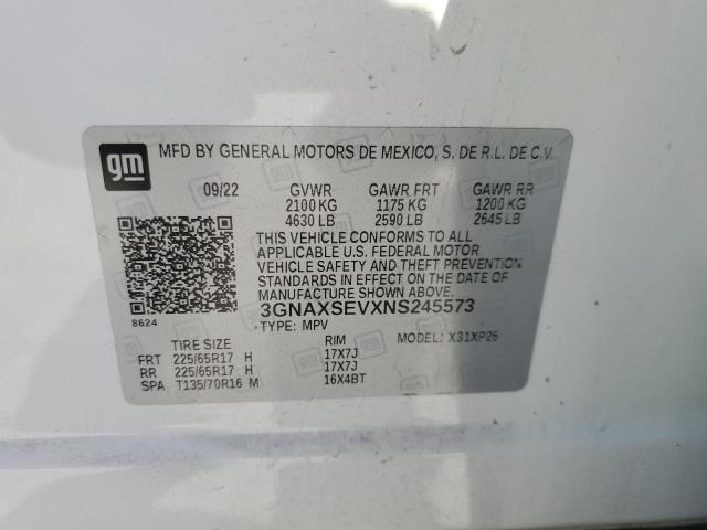 3GNAXSEVXNS245573 | 2022 CHEVROLET EQUINOX LS