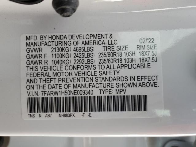 7FARW1H50NE009340 | 2022 HONDA CR-V EX