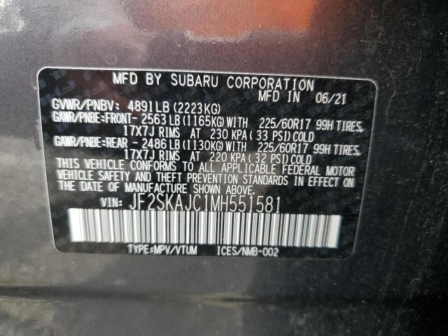 JF2SKAJC1MH551581 | 2021 SUBARU FORESTER P