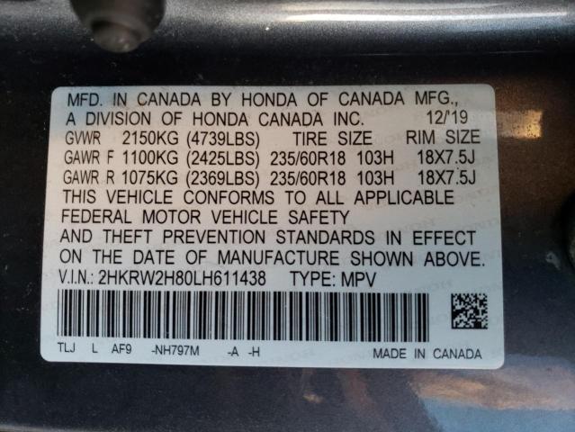 2HKRW2H80LH611438 Honda CRV CR-V EXL 13