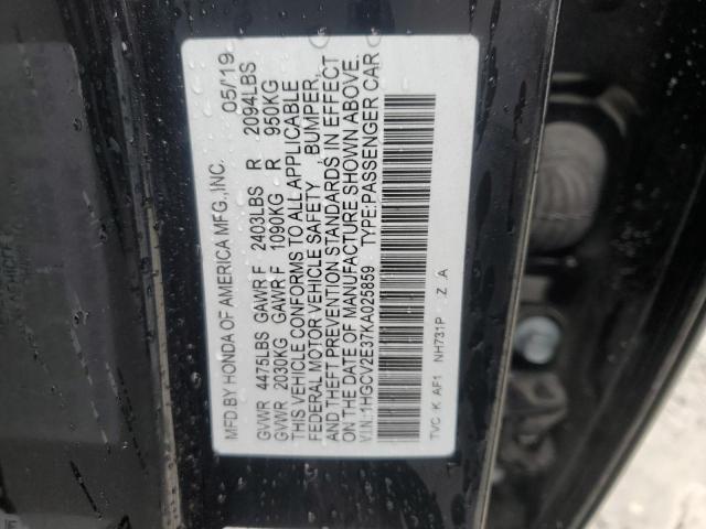 1HGCV2E37KA025859 | 2019 HONDA ACCORD SPO