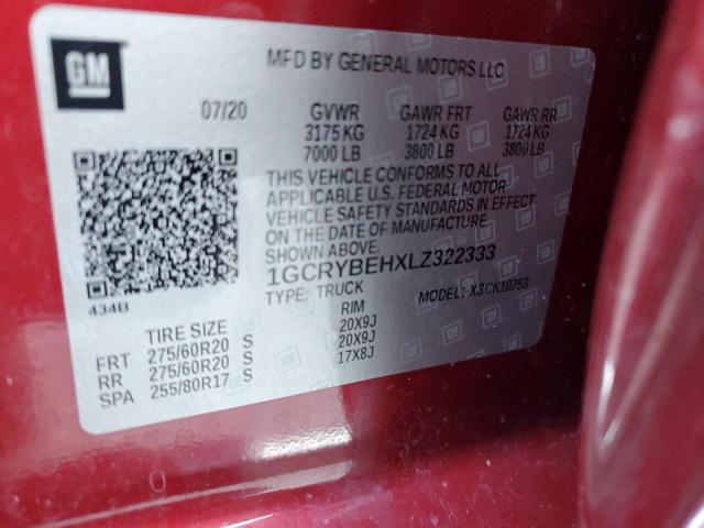 2020 CHEVROLET SILVERADO2 1GCRYBEHXLZ322333