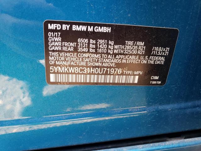 VIN 5YMKW8C31H0U71976 2017 BMW X6, M no.12