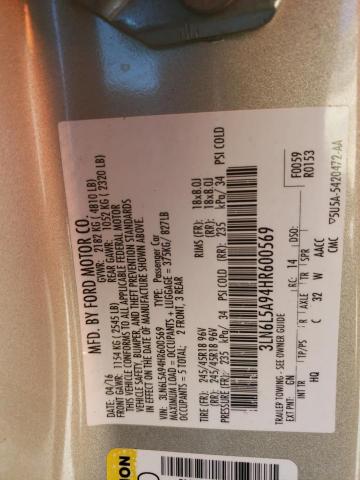 2017 LINCOLN MKZ PREMIE 3LN6L5A94HR600569