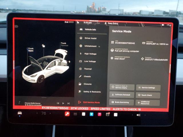 5YJ3E1EB8KF195042 | 2019 TESLA MODEL 3