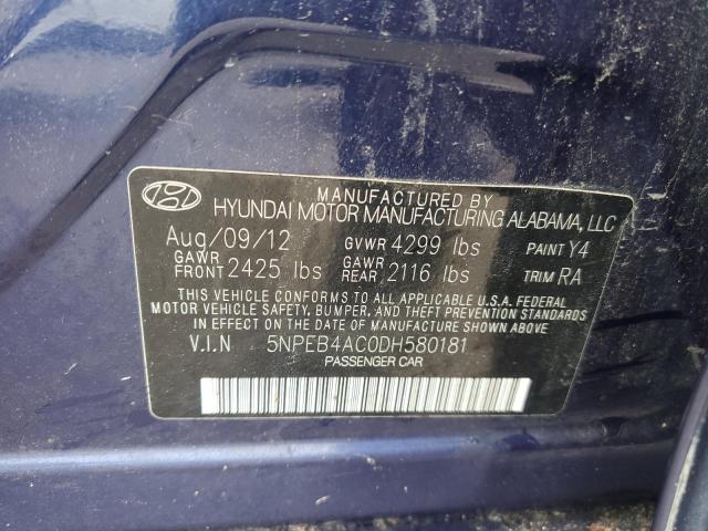 5NPEB4AC0DH580181 | 2013 Hyundai sonata gls